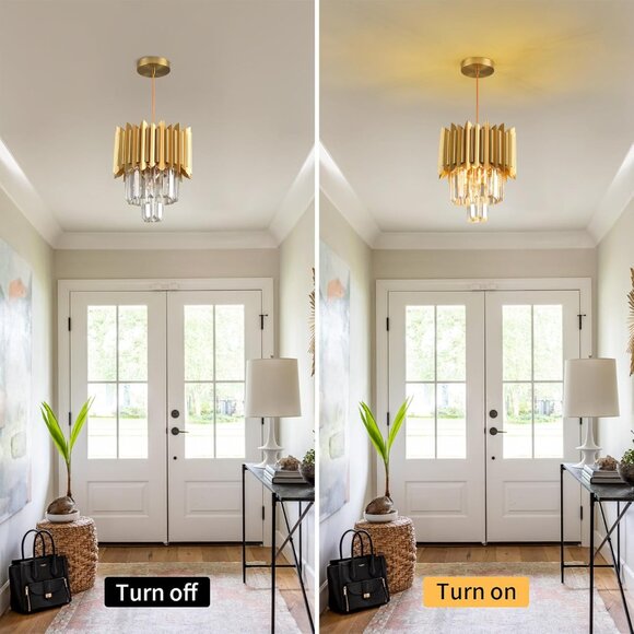 Gold Pendant Light Fixtures Dining Room Chandelier 1Light Gold Crystal Chandelie - Picture 7 of 9